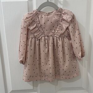 ZARA Girls Pink Polka Dot Ruffle Dress